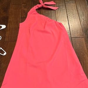 pink one shoulder tie dress, very casual, size large